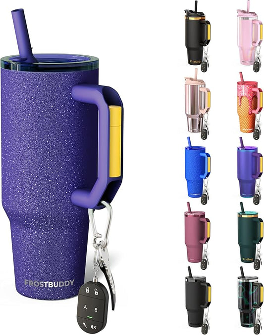Thicc Buddy - 40 oz Stainless Steel Vacuum Insulated Tumbler with Lid and Straw for Water - Travel Mug Cupholder Friendly - Gifts for Women Men Him Her