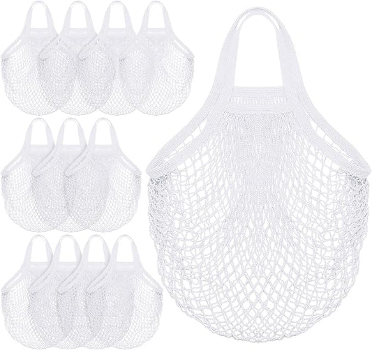 Shappy 12 Pack Reusable Mesh Grocery Bags Large Crochet Market Bag Cotton Kitchen Tote for Fruit Vegetable Storage