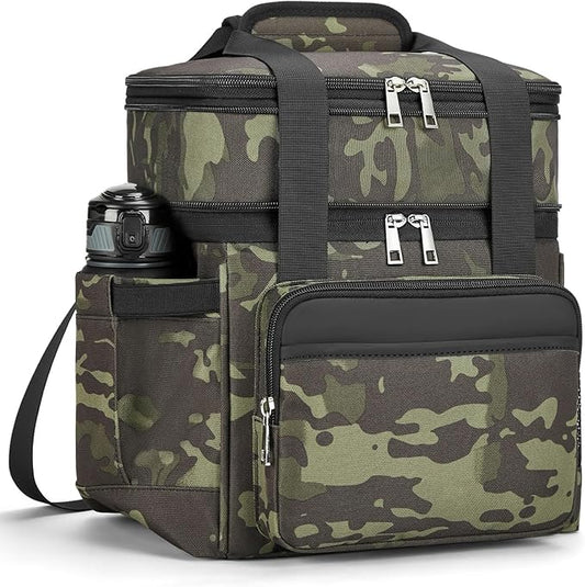 holuxer Insulated Lunch Bag & Lunch Box for Men - Double Deck Reusable Lunch Bag for Women Tote Cooler Bag Leakproof Soft Expandable - Large Lunchbox for Work/Adult/Picnic/Outdoor (Camo，15L)