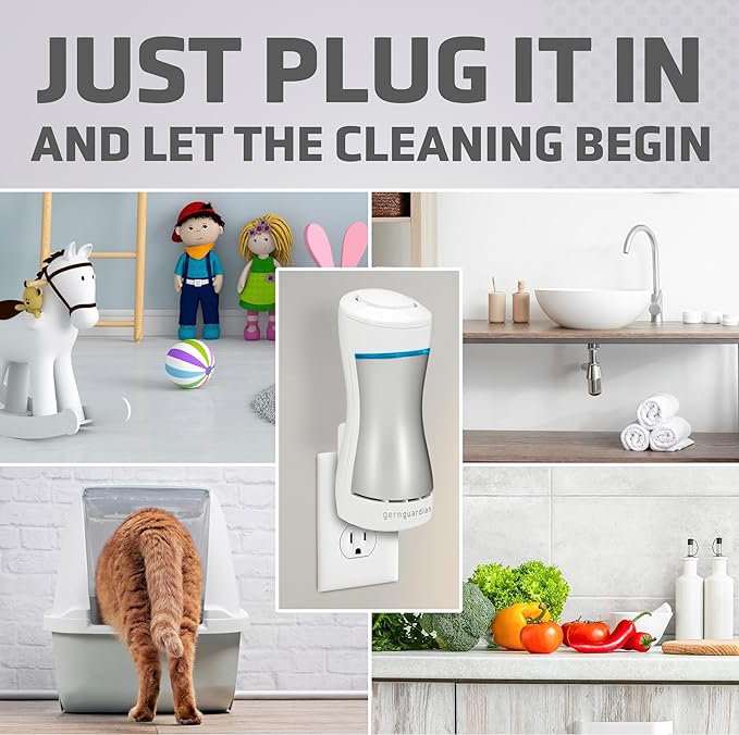 GermGuardian GG1000 Pluggable UV-C Sanitizer and Deodorizer, Kills Germs, Freshens Air and Reduces Odors from Pets, Smoke, Mold, Cooking and Laundry, 6-Pack