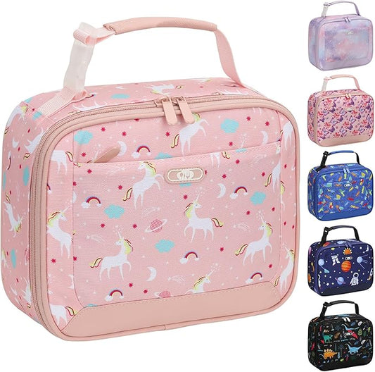 Lunch Box Kids Insulated Lunch Bag for Boys Girls Cute Reusable Lunch Tote Bag Waterproof Portable Thermal Lunch Box Kids for School Picnic Travel Pink Unicorns
