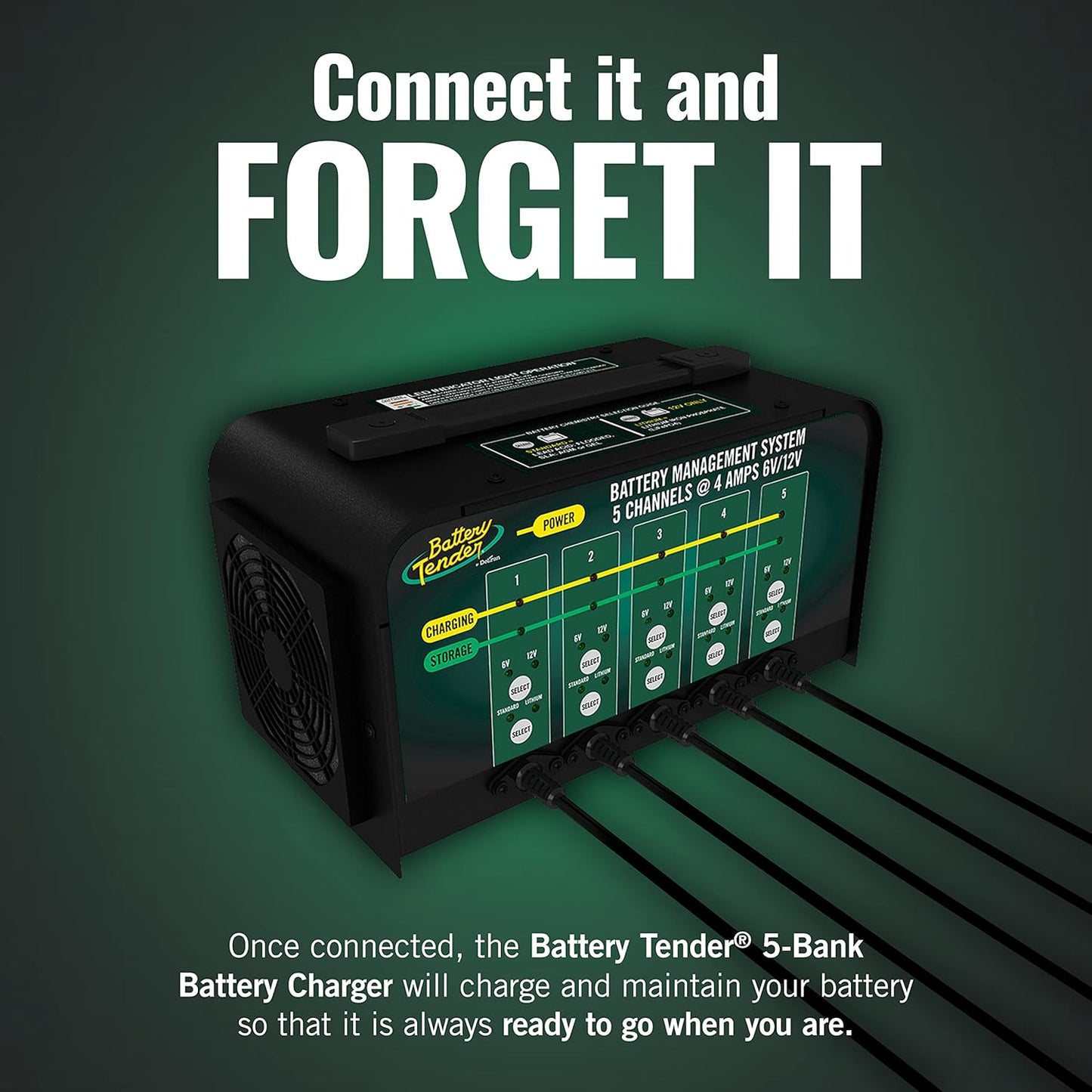 Battery Tender 5 Bank Multibank Charger - 20 AMP (4 AMPs Per Bank) - Selectable 12V / 6V - Smart and Switchable 12V Multi Battery Charger and Maintainer for Automotive and Marine - 021-0133-DL-WH
