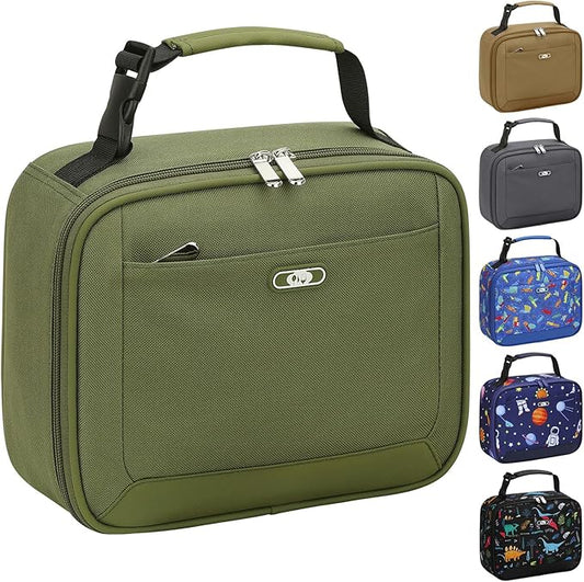 Lunch Box Kids Insulated Lunch Bag for Boys Girls Cute Reusable Lunch Tote Bag Waterproof Portable Thermal Lunch Box Kids for School Picnic Travel Green
