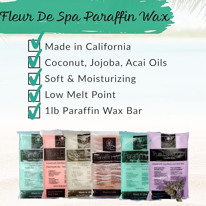 Premium Paraffin Wax Refills - Made in USA - Enhanced and Rich Oil Infusion of Coconut and Jojobo for Luxurious Spa and Home Use on Hands and Feet (True Peach, 1 pound)