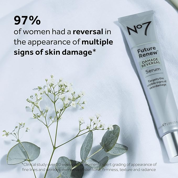 No7 Future Renew Damage Reversal Anti Aging Serum for Face - Face Serum for Women with Peptides to Support Skin Repair - Helps Reduce Fine Lines, Wrinkles, Dryness & Uneven Tone (0.84 Fl oz)