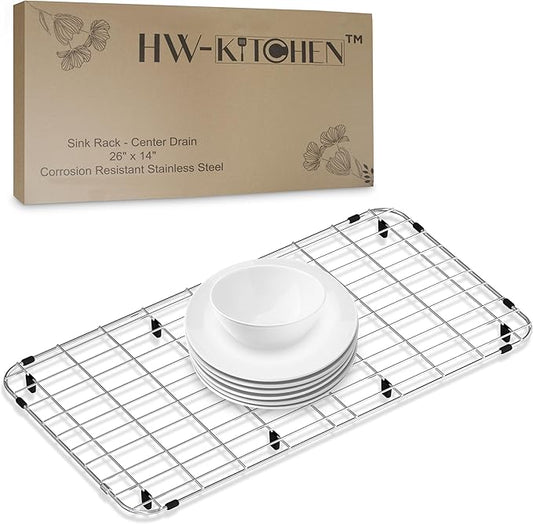 26" x 14" Sink Protector for Kitchen Sink - Stainless Steel Kitchen Sink Rack for Bottom for Sink - Sink Mat - Sink Drying Rack - Kitchen sink protector - Farm Sink Rack for Bottom of Sink