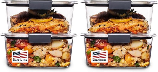 Rubbermaid Brilliance BPA-Free Food Storage Containers, Medium Deep, 4.7 Cup, Airtight & Leak-Proof, Microwave & Dishwasher Safe, 4 Count (Pack of 2)