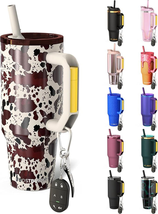 Frost Buddy Thicc Buddy - 40 oz Stainless Steel Vacuum Insulated Tumbler with Lid and Straw for Water - Travel Mug Cupholder Friendly - Gifts for Women Men Him Her (Cowabunga)
