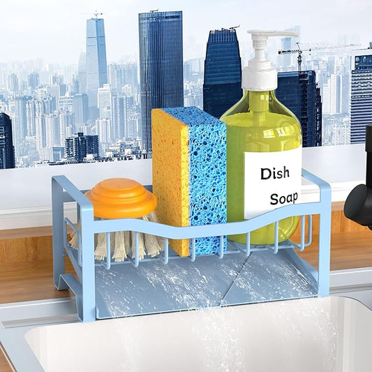 Maifan Stainless Steel Kitchen Sink Caddy Organizer with Auto Drain Tray, Sponge Holder for Countertop Storage