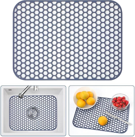 Bestjing Silicone Sink Protector for Kitchen Sink - 16.65''x12.2'' Kitchen Grid Accessory, Non-slip Heat Resistant Grid Dry Mat for Bottom of Porcelain Stainless Steel, Dishwasher Safe