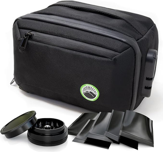 Enjoy Native Smell Proof Bag with Combination Lock, Smell Proof Container 9.5" x 6" x 5.5", Odor Proof Lockable Storage Case, Portable Travel Medicine Organizer for Herbs, Spices & Accessories