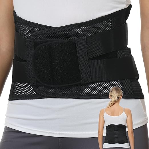 NeoTech Care Adjustable Double Pull Lumbar Brace/Lower Back Belt (Grey, Size XXXL)