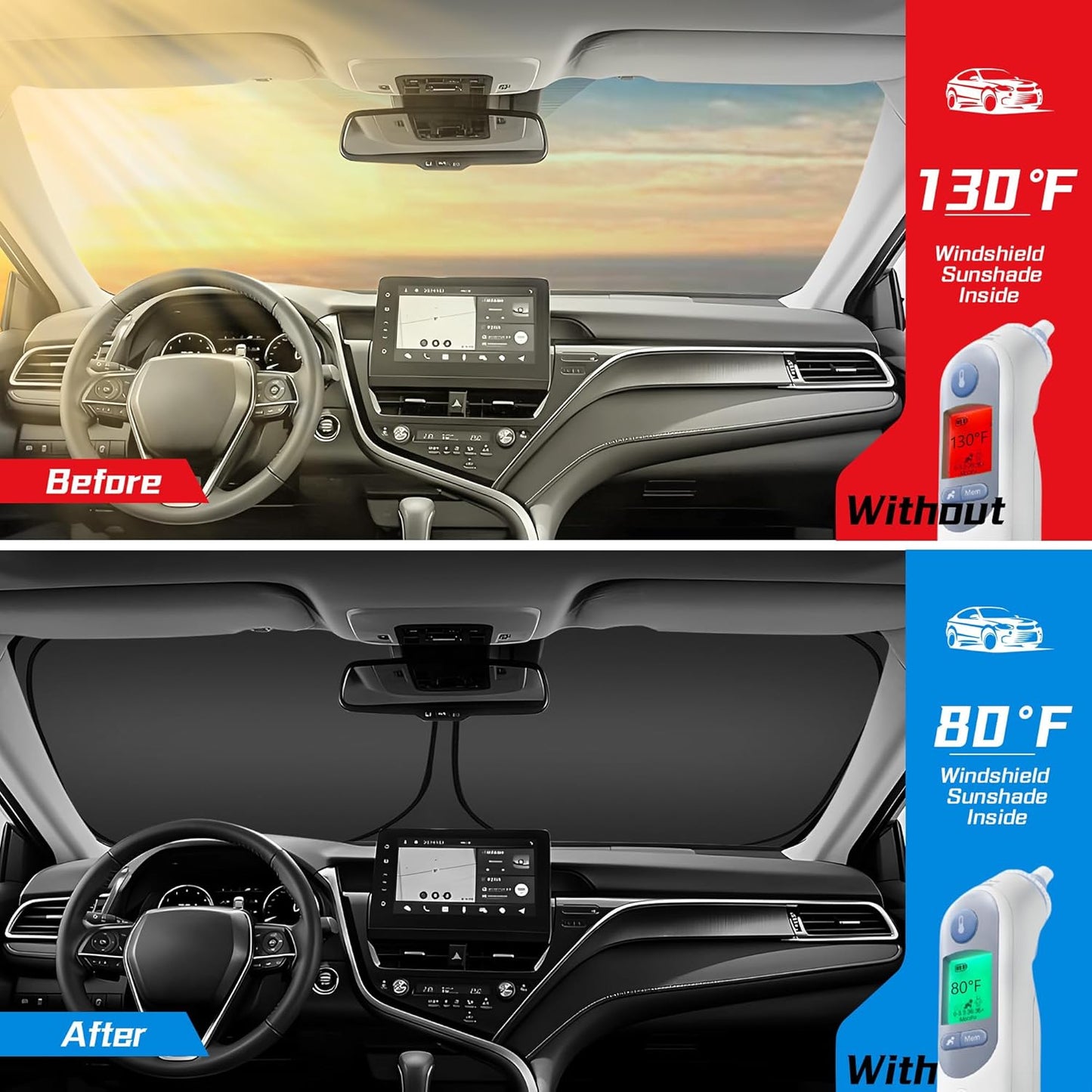 ARISMOTOR Windshield Sun Shade for Honda Odyssey (LX EX EX-L Touring Elite Minivan) 2018-2025 2026, Custom Fit Foldable Front Window Sunshade Sun Visor Protector, Block UV Rays Keep Your Car Cooler