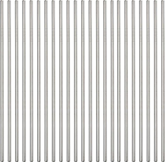 200Pack Reusable Metal Straight Straw In Bulk,Ultra Long 10.5" Reusable Stainless Steel Straight Straws for 30 oz & 20 oz Tumblers Yeti Water Bottle.Dishwasher Safe(10.5" - Silver, 200pcs - Straight)