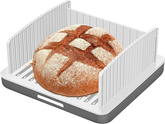 Upgrade Widen Bread Slicer for Sourdough rounds, 13″ Adjustable Large Capacity Wide and Thicknesses, Foldable and Compact Cutting Guide with Crumb Tray, Suitability for Homemade sourdough Bread