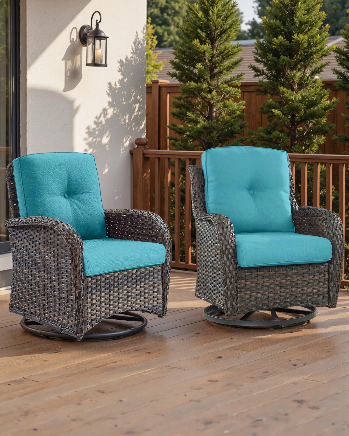 ACTREST 22x25/22x24 Outdoor Chair Cushions Set of 4 - Heavy Duty High Back Replacement Zippered Cushion for Patio Furniture Dining Gliding Rocking Chairs Loveseat L-Shape Sofa - Turquoise/Button