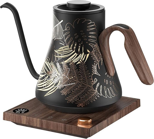 INTASTING Electric Kettle, Gooseneck Electric Kettle, ±1℉ Precise Temperature Control, Stainless Steel Interior, Quick Heating for Pour Over Coffee, Tea & Boiling Water, 0.9L (Rainforest)
