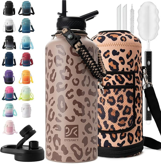 DYSANKY Insulated Water Bottle | Thickened Stainless Steel for Gym and Hiking with Straw, Carrier Bag, Handle Strap | BPA-Free 87 oz