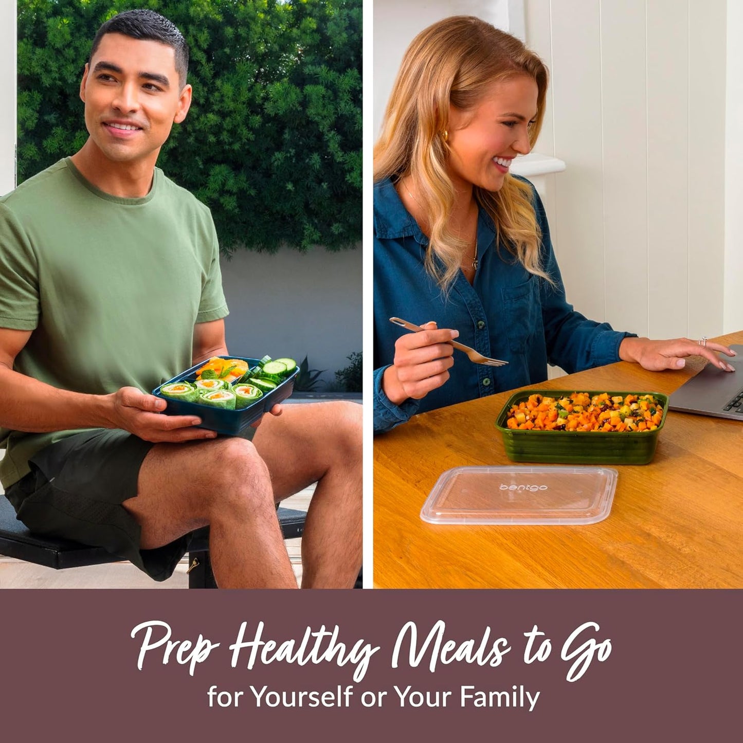 Bentgo Prep 60-Piece Meal Prep Kit - Reusable PFAS & BPA-Free Food Containers, 1-Compartment, 2-Compartment, & 3-Compartments - Microwave, Freezer, & Dishwasher Safe (Rich Shades)