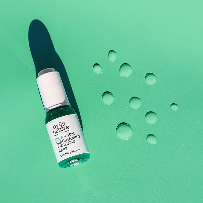 By Nature Calming Face Serum - Cica+10% Niacinamide+Willow Bark - Purifying Facial Serum with Cica Plant Extract & Texture Enhancing Niacinamide - Skincare from New Zealand - 1 fl. Oz