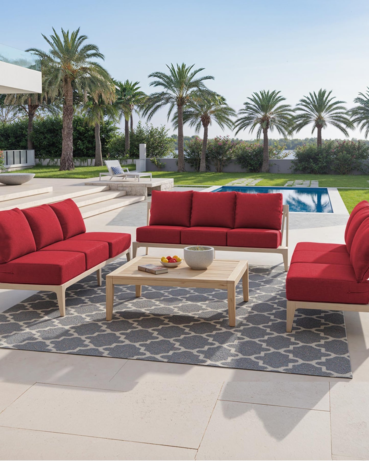 ACTREST Luxury 24x24x6 Outdoor Cushions - Water&UV&Fade Resistant 1 Set Zippered Patio Chair Back&Seat Cushion for Wicker Dining Rocking Swivel Chairs Loveseat Couch Sectional Sofa - Red