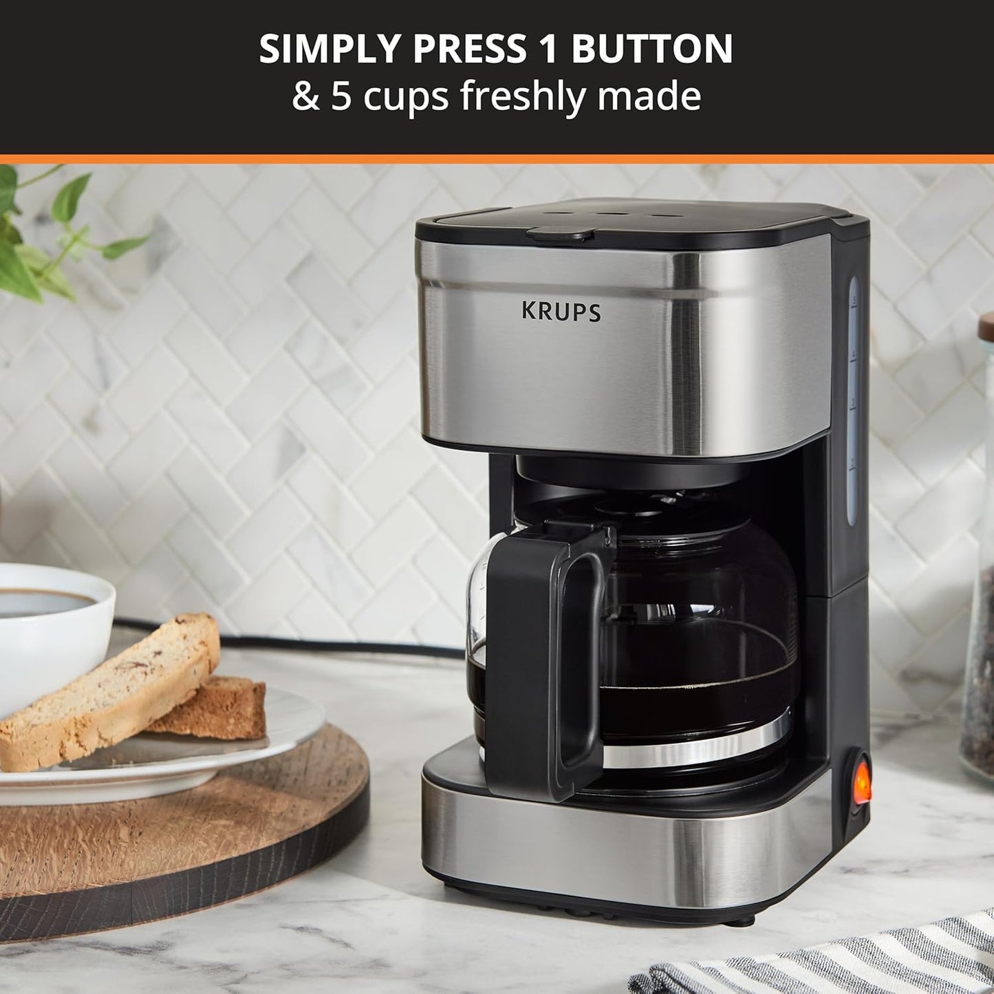 KRUPS Newer Model Drip Coffee Maker, Glass, Silver