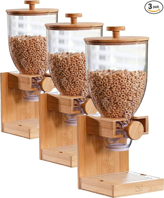 Honey Can Do Bamboo Cereal Dispenser, Natural KCH-09385 Natural, 17.5 oz (Pack of 3)