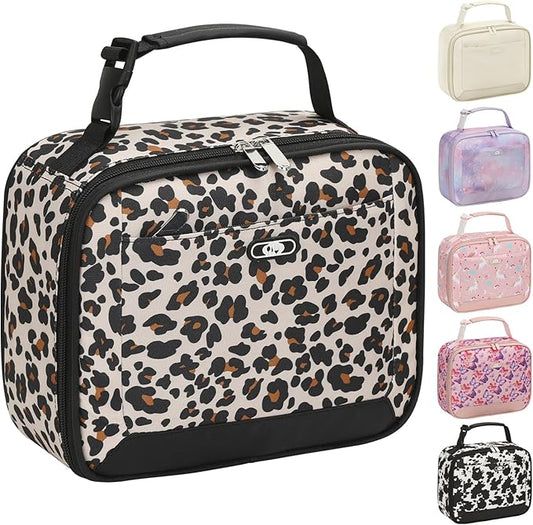 Lunch Box Kids Insulated Lunch Bag for Boys Girls Cute Reusable Lunch Tote Bag Waterproof Portable Thermal Lunch Box Kids for School Picnic Travel Leopard Print