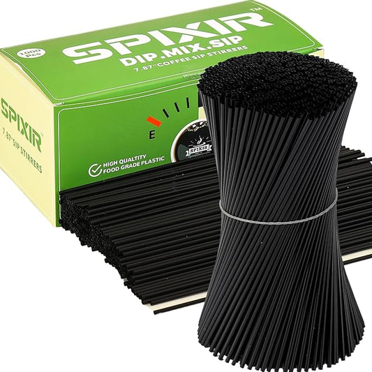 Stir Sticks, Coffee Stirrer Straw, Black Cocktail Straws 7.87-inch, 1000pcs Plastic Straws Disposable, Swizzle Sticks for Cocktails or Coffee & Drinks