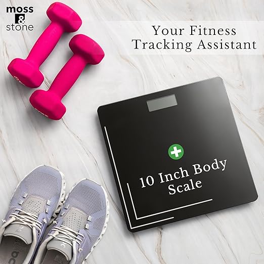 Moss & Stone Digital Body Weight Bathroom Scale Smart Scale Step-on Technology with Easy Read LCD, Up to 400 Pounds Perfect Digital Home Scale,10 Inch Black Highly Accurate Scale for Body Weight