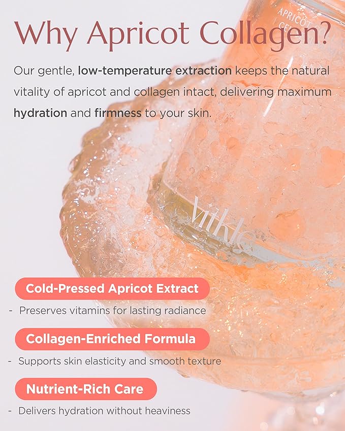 Apricot Collagen Gel Serum Mist Korean Face Moisturizer Spray - 8 Layer Hyaluronic Acid and Bakuchiol - Heart Shape Clear Keychain Refillable Travel Portable Bottle, 6.76 fl.oz