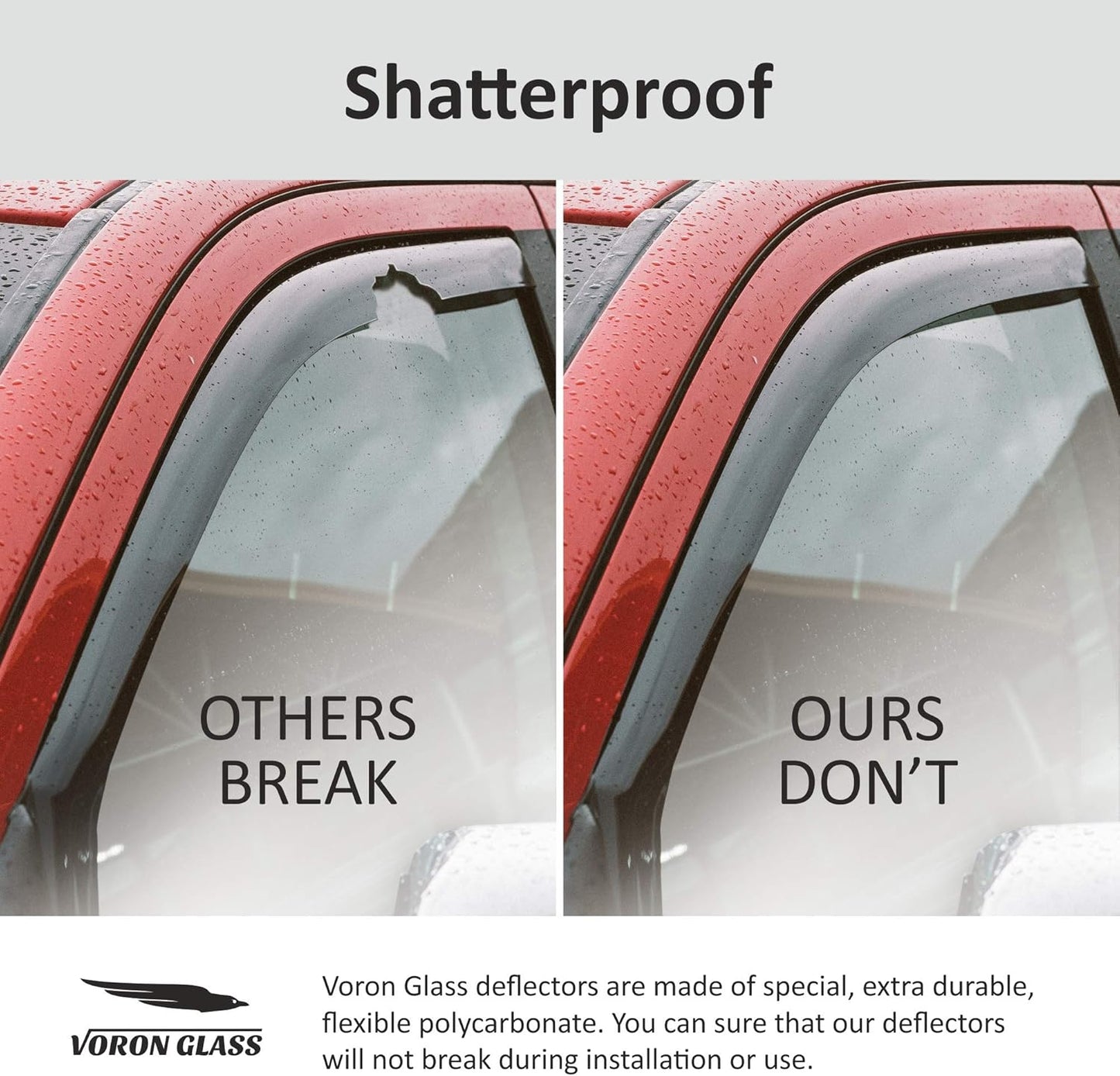 Voron Glass in-Channel Extra Durable Rain Guards for Chevrolet (Chevy) Bolt EV 2017-2023, Window Deflectors, Vent Window Visors, 4 Pieces - 200647