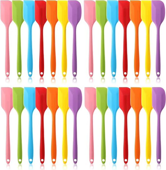 28 Pcs Mini Silicone Spatulas Bulk 8.3 Inch Small Rubber Spatula Non-stick Spatulas Set Flexible Heat Resistant Scrapers for Kitchen Cooking Baking Mixing
