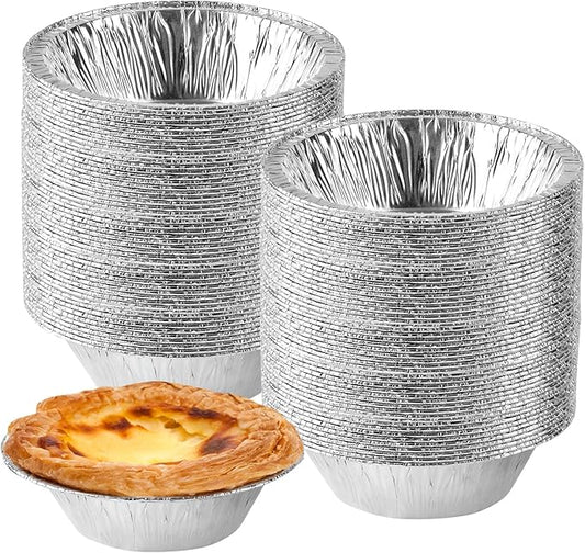 100 Pieces 2.6 Inch Round Pie Tart Small Tin Foil Pans Disposable Aluminum Mini Pie Pans for Baking, Cooking Supplies