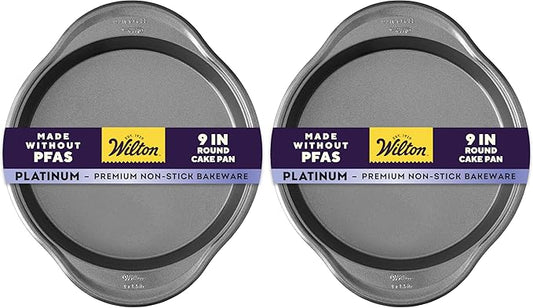 Wilton Advance Select Premium Non-Stick 9-Inch Round Cake Pan, Steel, Silver (Pack of 2)