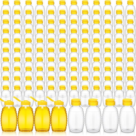 Tioncy 120 Pcs Clear Plastic Honey Bottles 16 Oz Honey Jars with Lids Honey Bottle Containers Empty Honey Bear Bottle Squeeze Honey Bottle for Easy Storing and Dispensing