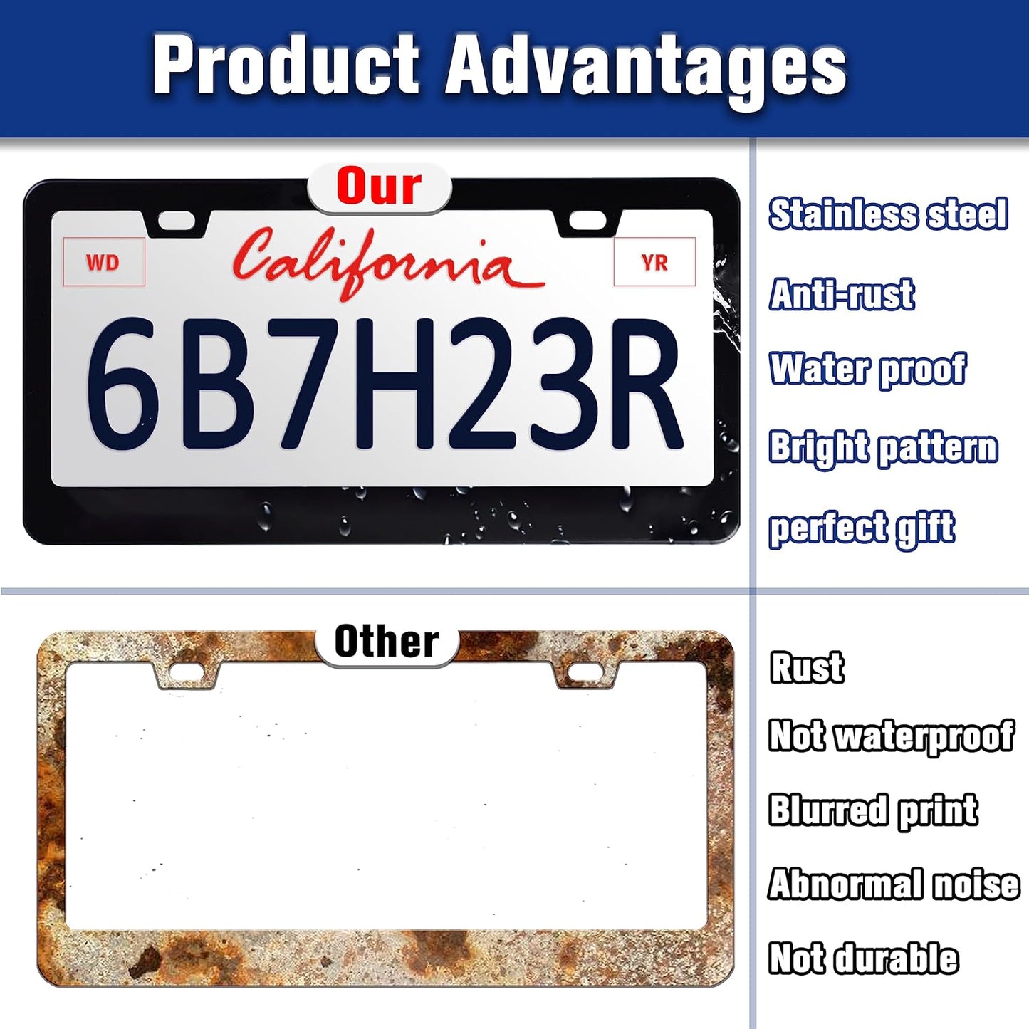 Pink Bow License Plate Frame Cute Bow License Plate Holders Funny Stainless Steel Auto Accessory Bracket 2 Hole with Screws Universal Us Car License Plate Frames 6x12 Inch for Women Men