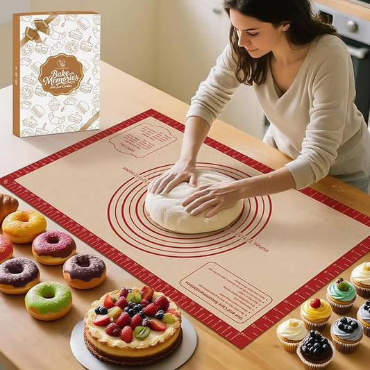 Silicone Baking Mat, Reusable Silicone Dough Mat, Non-Stick Pastry Mat, Heat Resistant Silicone Mat for Baking Cookies, Cake, Bread, Chocolate, Pizza, Crust, Pie Oven Mat, Easy to Clean