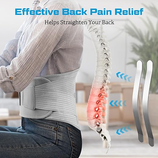 NEENCA Professional Back Brace for Herniated Disc, Lower Back Pain Relief, Lumbar Strain | Adjustable Lumbar Support Belt for Men and Women | Ideal for Work, Lifting, Posture Correction, Sciatica, Scoliosis (Gray, XXX-Large)