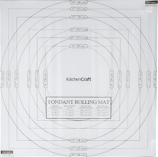 KitchenCraft Sweetly Does It Fondant Icing Rolling Mat with Measurements, Mixture of Several Materials, White, 50 x 50 cm