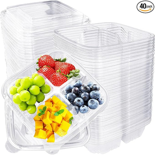 Alaeseje 40 Pcs Bento Snack Containers,4-Compartment Meal Prep Lunch Container,Disposable Snack Containers with Lids for School,Work,Travel