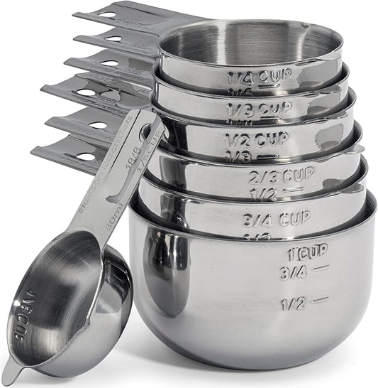 Hudson Essentials Stainless Steel Measuring Cups Set - Stackable Set with Spout