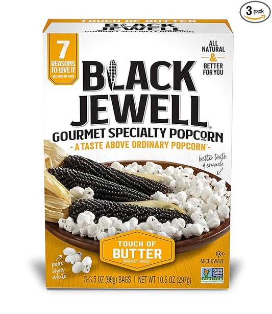 Black Jewell Gourmet White Microwave Popcorn, Touch of Butter,10.5 Ounces (Pack of 3)
