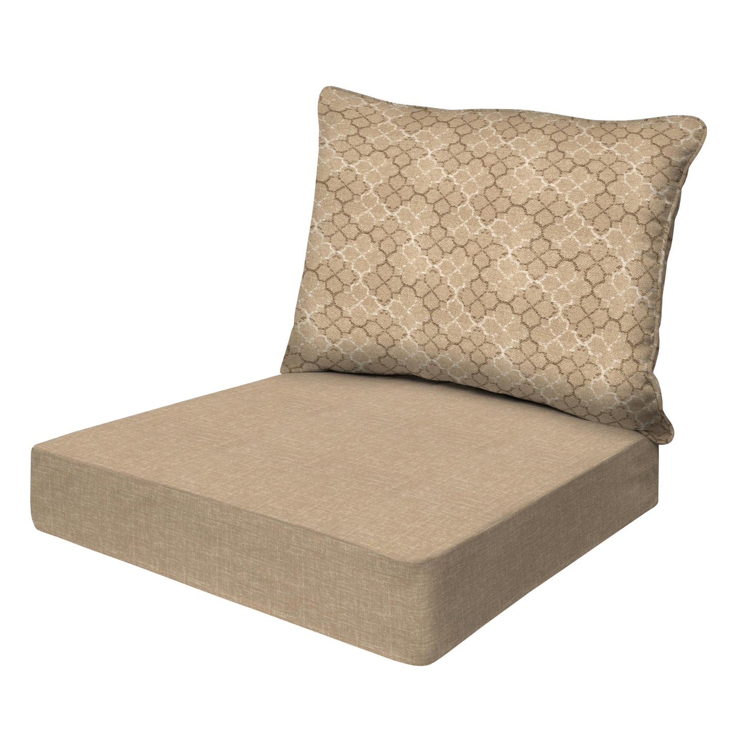 Honeycomb Outdoor Essentials Deep Seat, 24 x 24, Courtyard Geo Almond Chair Cushion for Patio Furniture