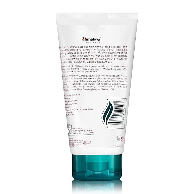 Himalaya Gentle Exfoliating Apricot Scrub with Vitamin E, Exfoliates Dead Skin Cells, For All Skin Types, Free from Parabens, SLS and Phthalates, 150 ml (5.07 oz)