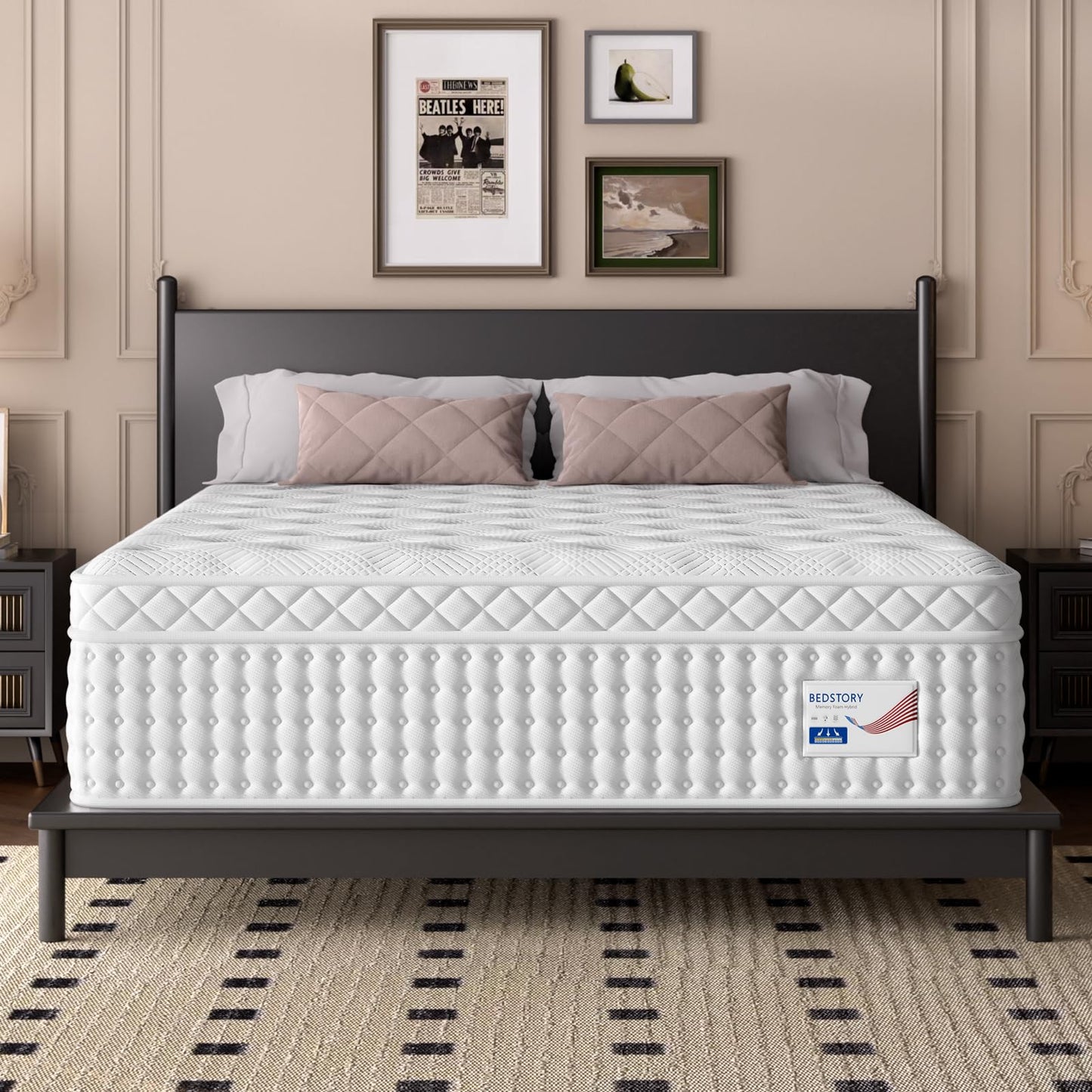 BedStory King Mattress, 12 Inch Firm Mattress with Extra Lumbar & Shoulder Support, Signature Collection Hybrid Mattresses for Motion Isolation and Pressure Relief, 365 Nights Trial