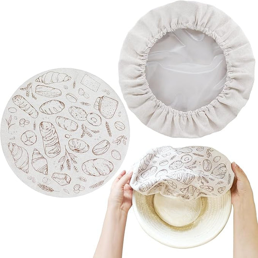 2 Pack 10'' Bowl Covers for Bread Proofing with Plastic Liner, Reusable Cloth Bread Bowl Cover for Sourdough Rising