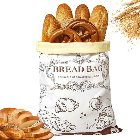 Reusable Beeswax Bread Bags - Large Capacity Cotton Storage for Homemade, Sourdough & Fresh Bread | Food-Grade Eco-Friendly Storage Solutions