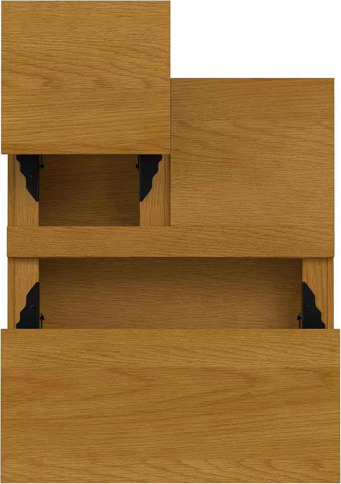 SIMPLIHOME Hunter Lift Top Coffee Table - 32 inch Wide Oak Veneer and Metal Industrial Square Lift Top Cocktail Table in Oak, Living Room Table with Dual Lift Tops, Hidden Storage and Hairpin Legs