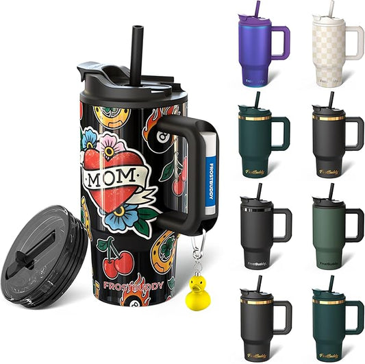 Thicc Buddy - 16 oz Stainless Steel Vacuum Insulated Tumbler with Lid and Straw for Water - Travel Mug Cupholder Friendly - Gifts for Women Men Him Her (Flash Sheet Mama)